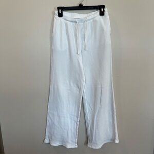Old Navy Wide Leg Cozy Up Waffle Knit Pants White Womens XS Baggy Oversized